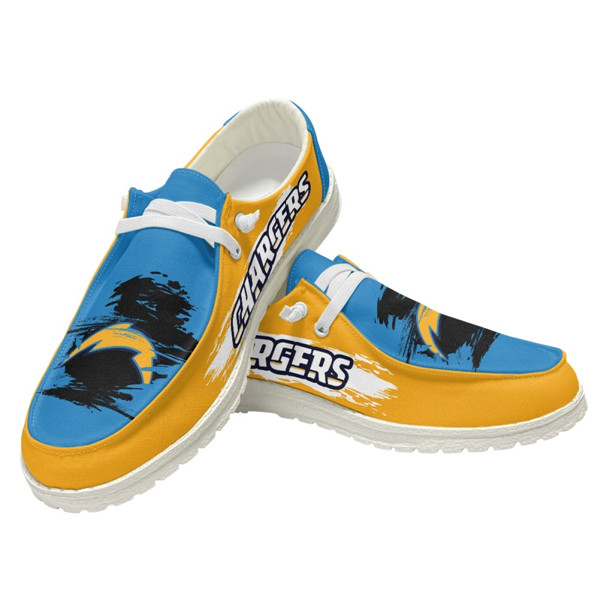 Women's Los Angeles Chargers Loafers Lace Up Shoes 001 (Pls check description for details)